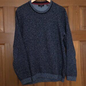 TED BAKER Black/Blue Herringbone Sweater Size 5 (Large)